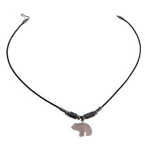 Rose Quartz Zuni Style Bear Fetish Necklace 18" Pink Stone Southwestern Jewelry